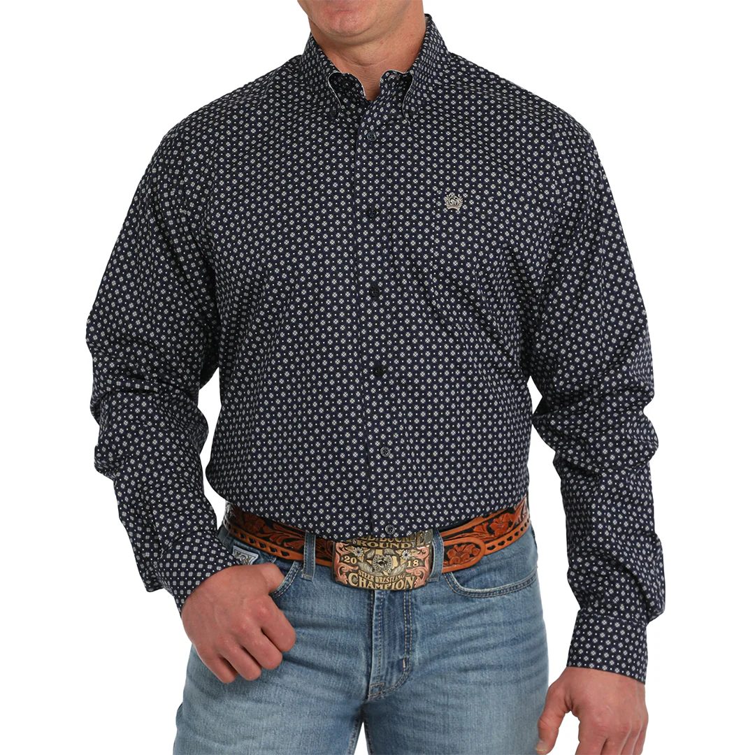 Cinch Men's Geometric Print Long Sleeve Button-Down Shirt