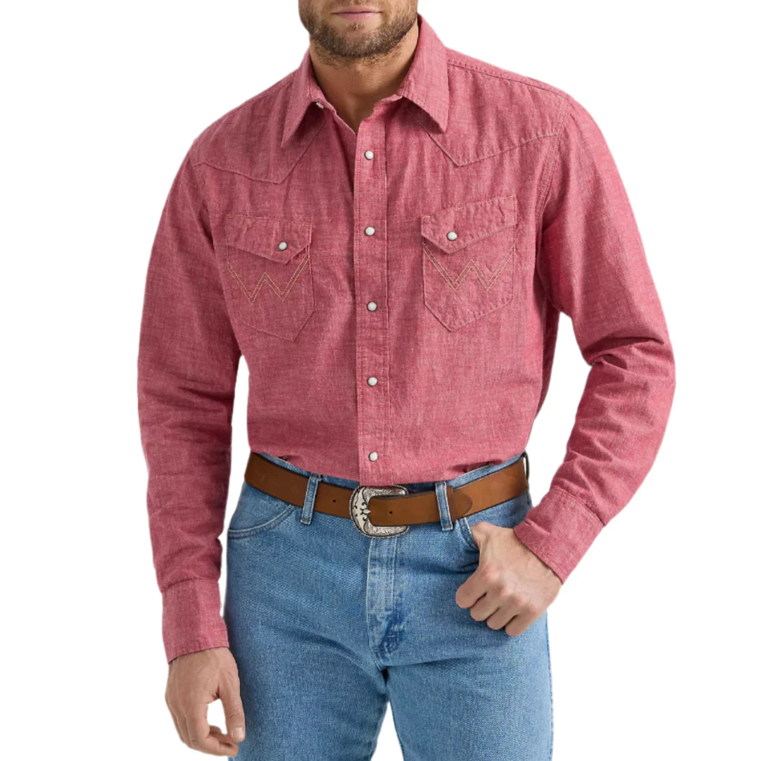 Wrangler RIGGS Men's Vintage-Inspired Western Long Sleeve Snap Work Shirt
