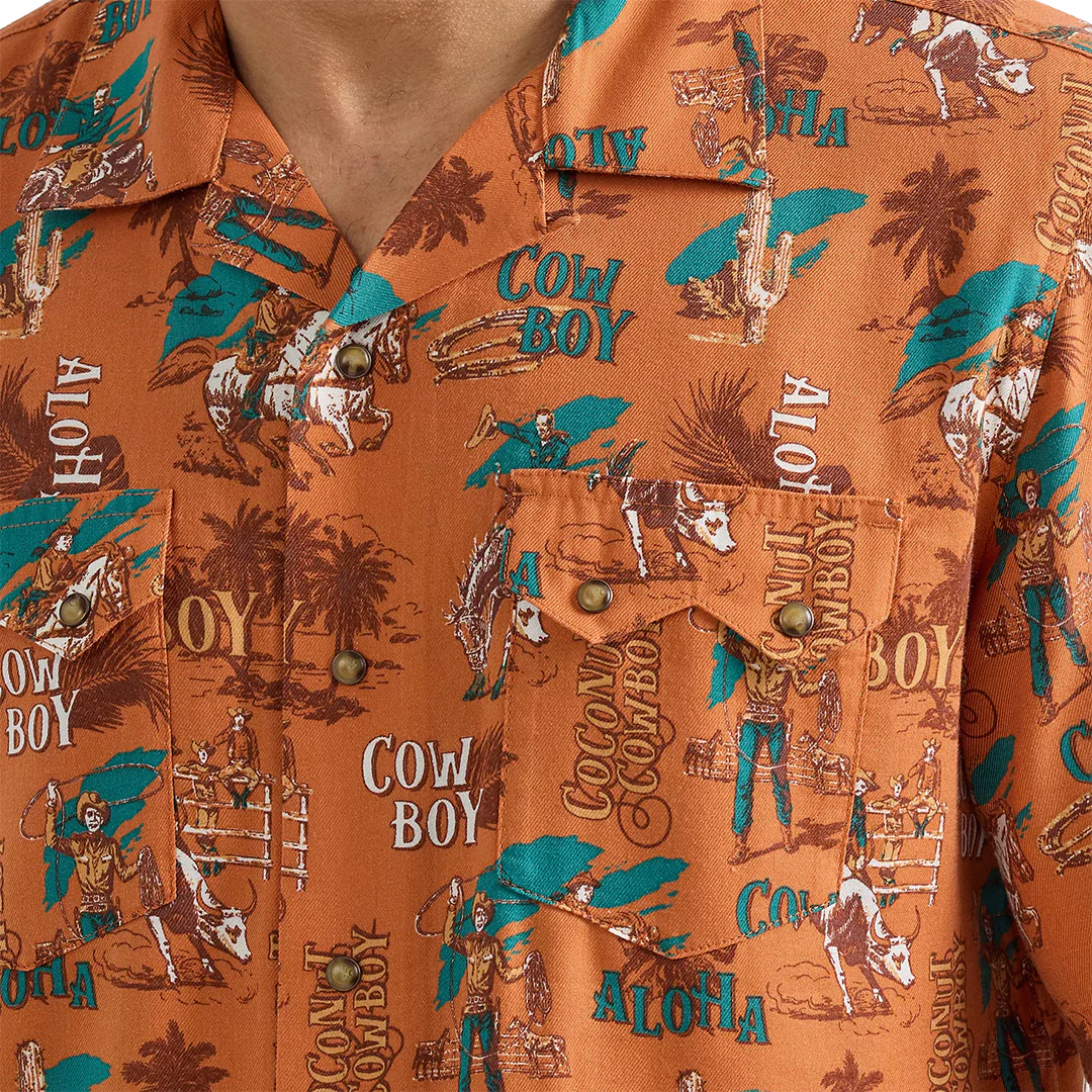 Wrangler Men's Coconut Cowboy Short Sleeve Snap Shirt