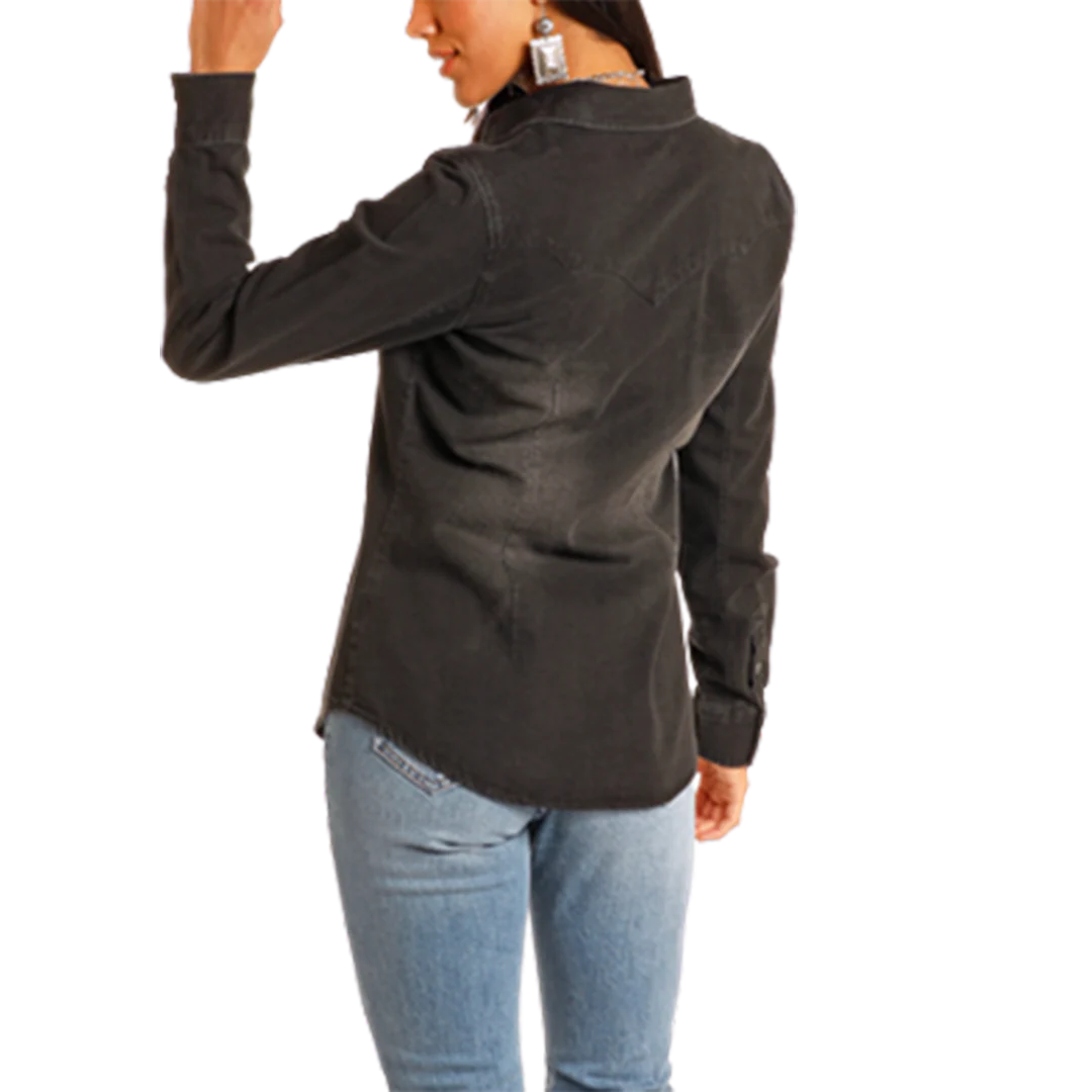 Rock & Roll Denim Women's Black Denim Long Sleeve Shirt