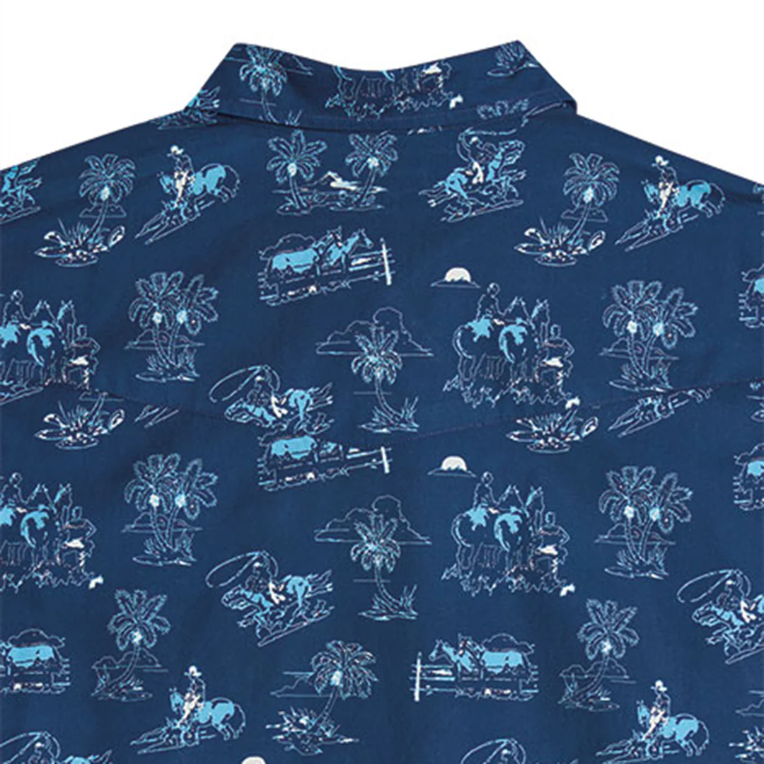 Tin Haul Men's Tropical Cowboy Print Short Sleeve Snap Shirt