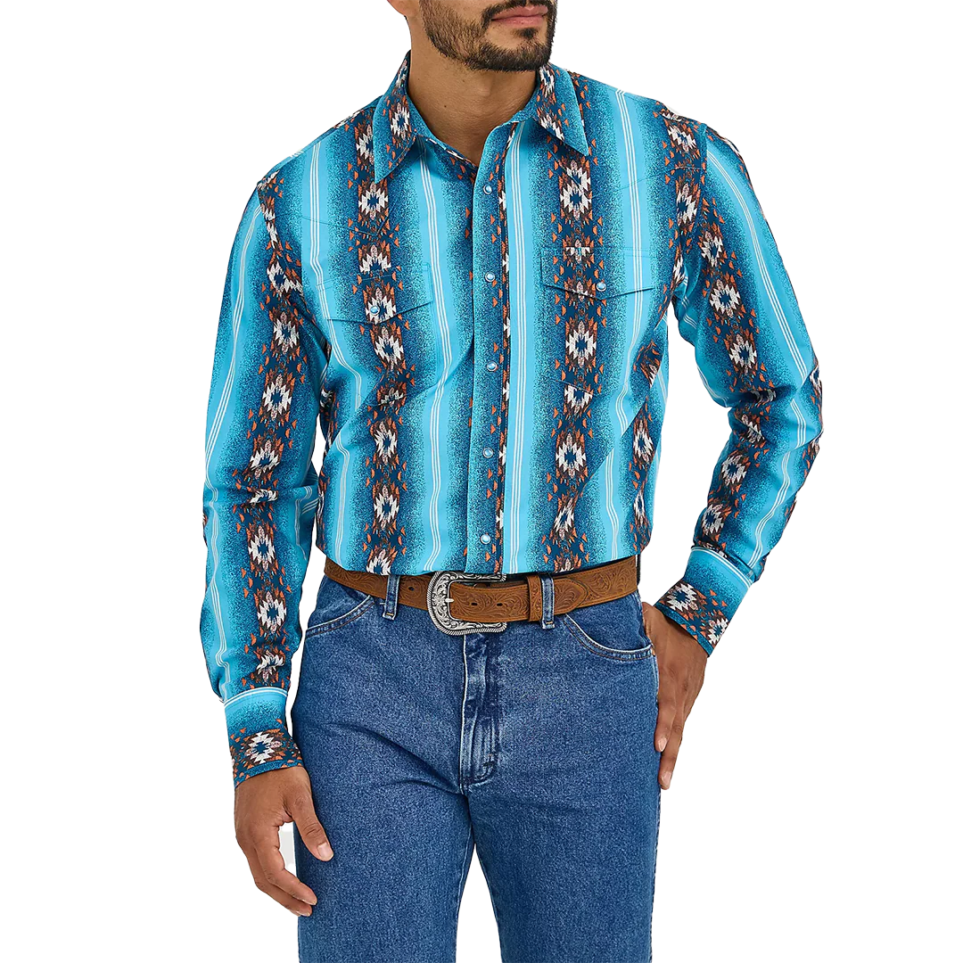 Wrangler Men's Checotah Aztec Long Sleeve Snap Shirt