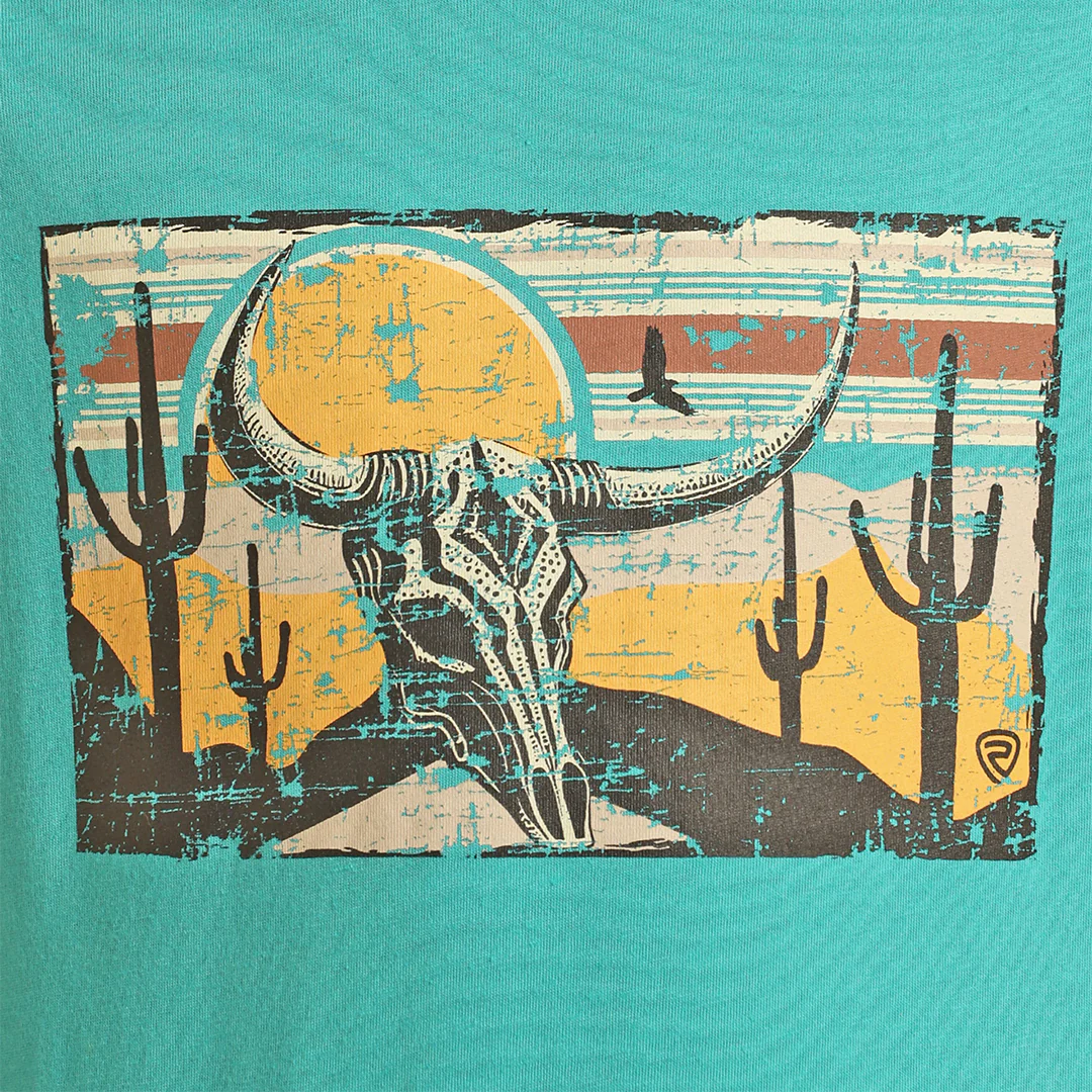 Rock & Roll Cowboy Boys' Turquoise Skull & Desert Graphic T-Shirt