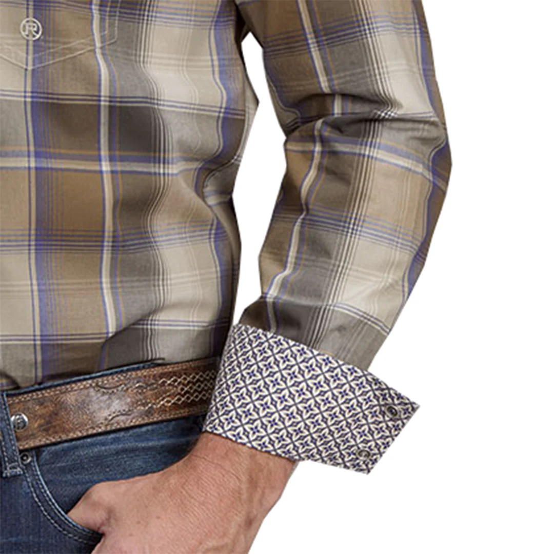 Roper Men's Amarillo Collection MIrage Plaid Long Sleeve Snap Shirt