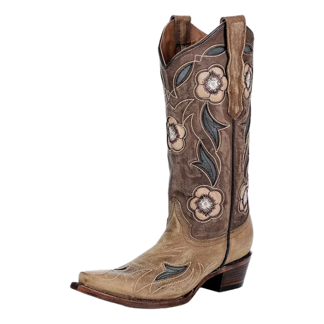 Circle G Women's Floral Cut Out Cowgirl Boots
