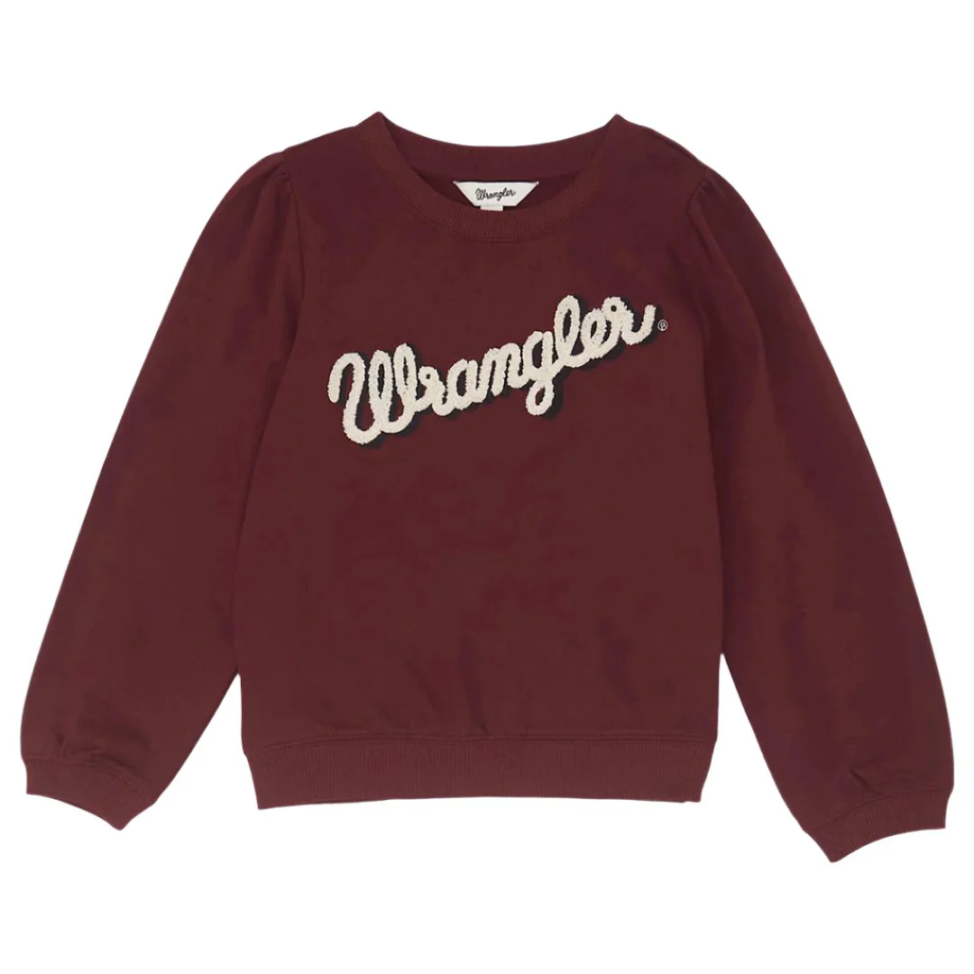 Wrangler Girls' Embroidered Puff Sleeve Pullover