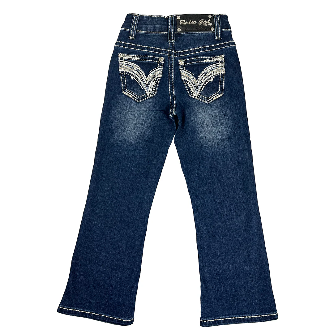 Rodeo Girl Girls' V Stitch Embroidery Bootcut Jeans