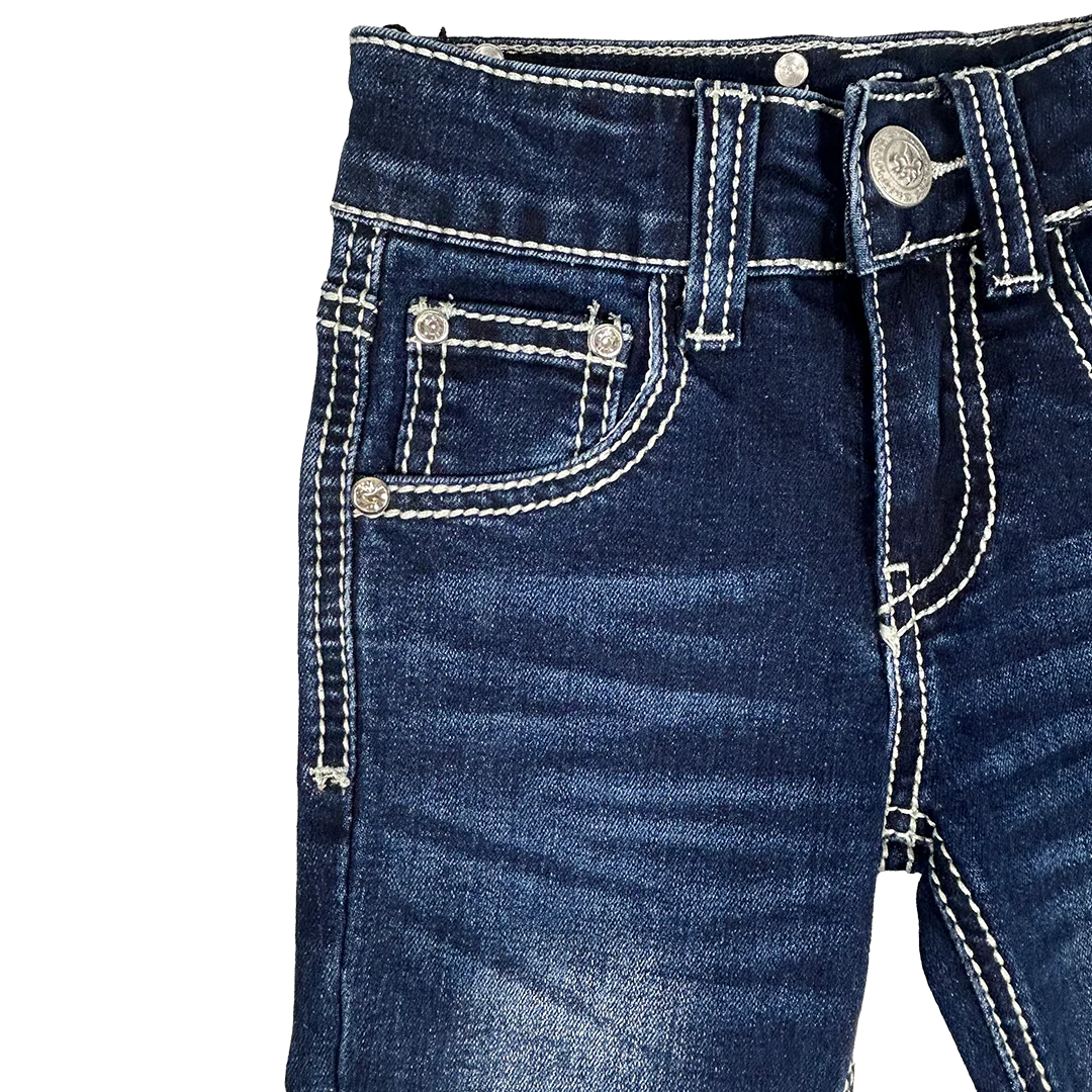 Rodeo Girl Girls' Floral Embroidery Bootcut Jeans