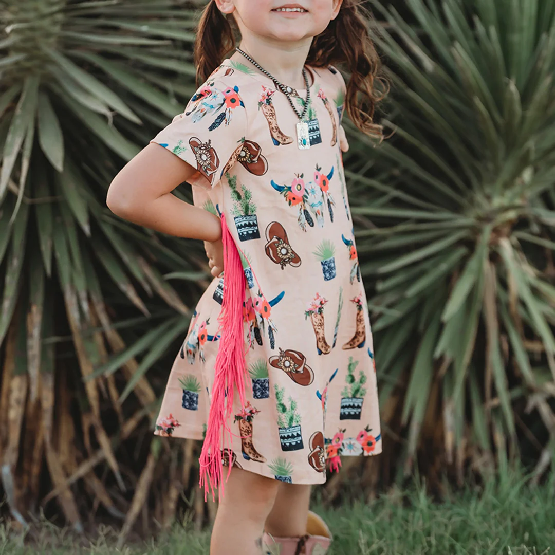 Shea Baby Floral Skull Dress with Fringe