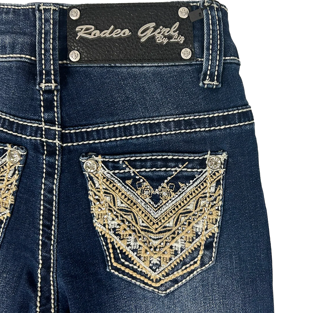 Rodeo Girl Girls' V Stitch Embroidery Bootcut Jeans