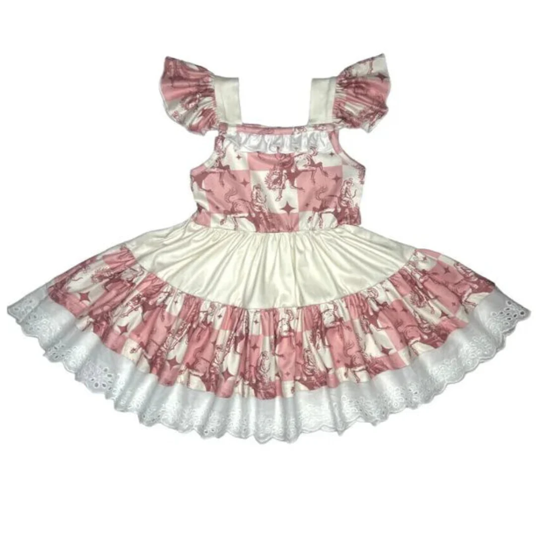 Shea Baby Plaid Bucking Horse Ruffle Dress