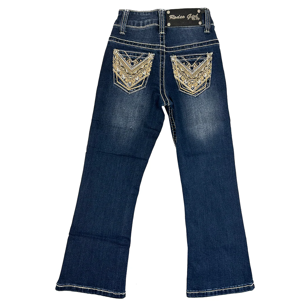 Rodeo Girl Girls' V Stitch Embroidery Bootcut Jeans