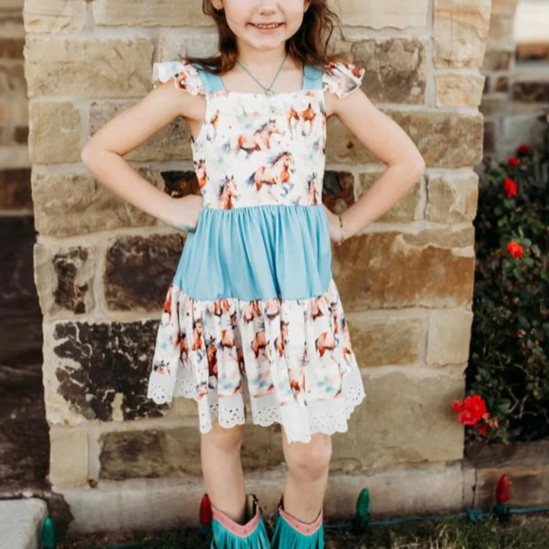 Shea Baby Running Horse Ruffle Dress