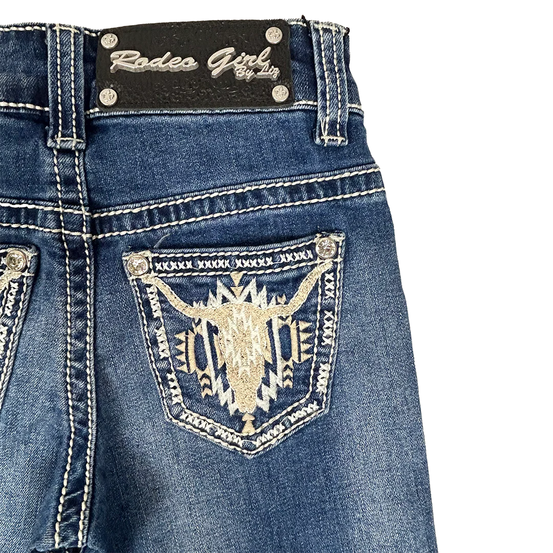 Rodeo Girl Girls' Steer Head Embroidery Bootcut Jeans