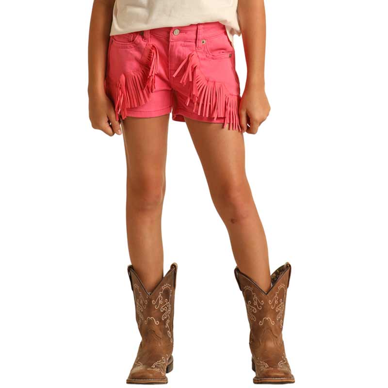 Rock & Roll Denim Girls' Extra Stretch Fringe Jean Shorts