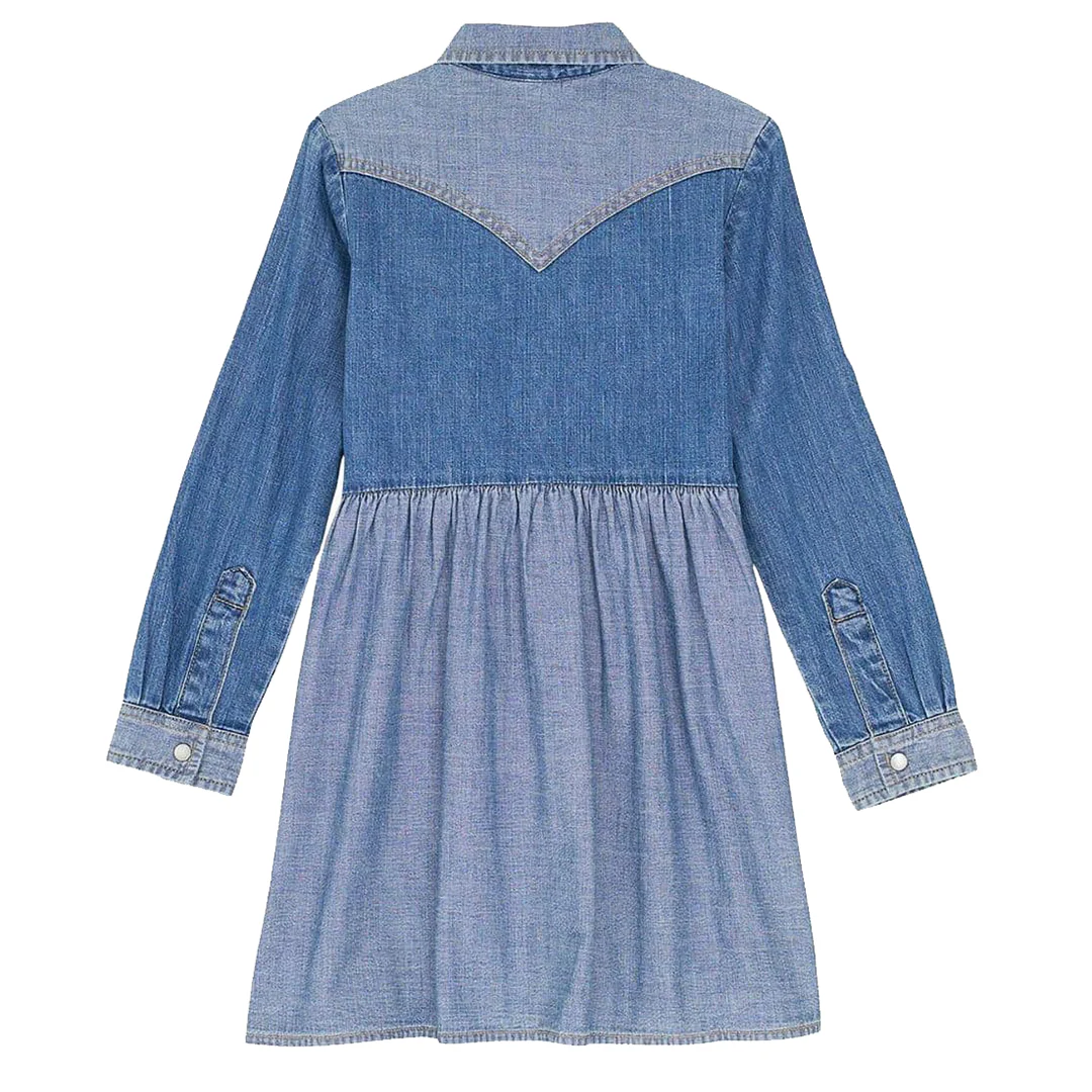 Wrangler Girls' Western Snap Long Sleeve Dress