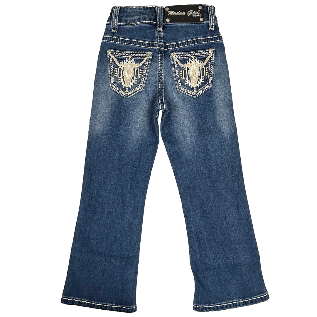 Rodeo Girl Girls' Steer Head Embroidery Bootcut Jeans