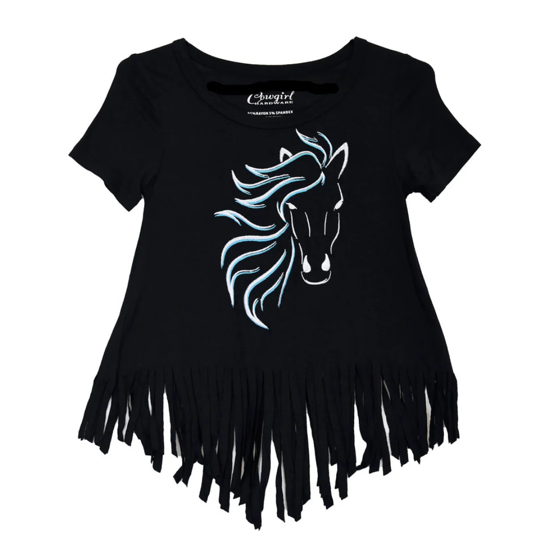 Cowgirl Hardware Girls' Horse Fringe T-Shirt