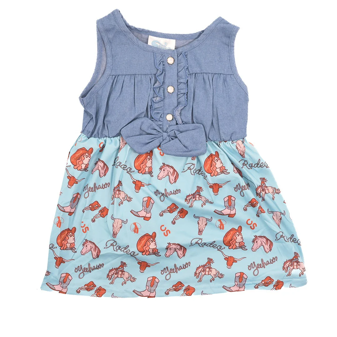 Shea Baby Toddler Girls' Denim CS Logo Dress