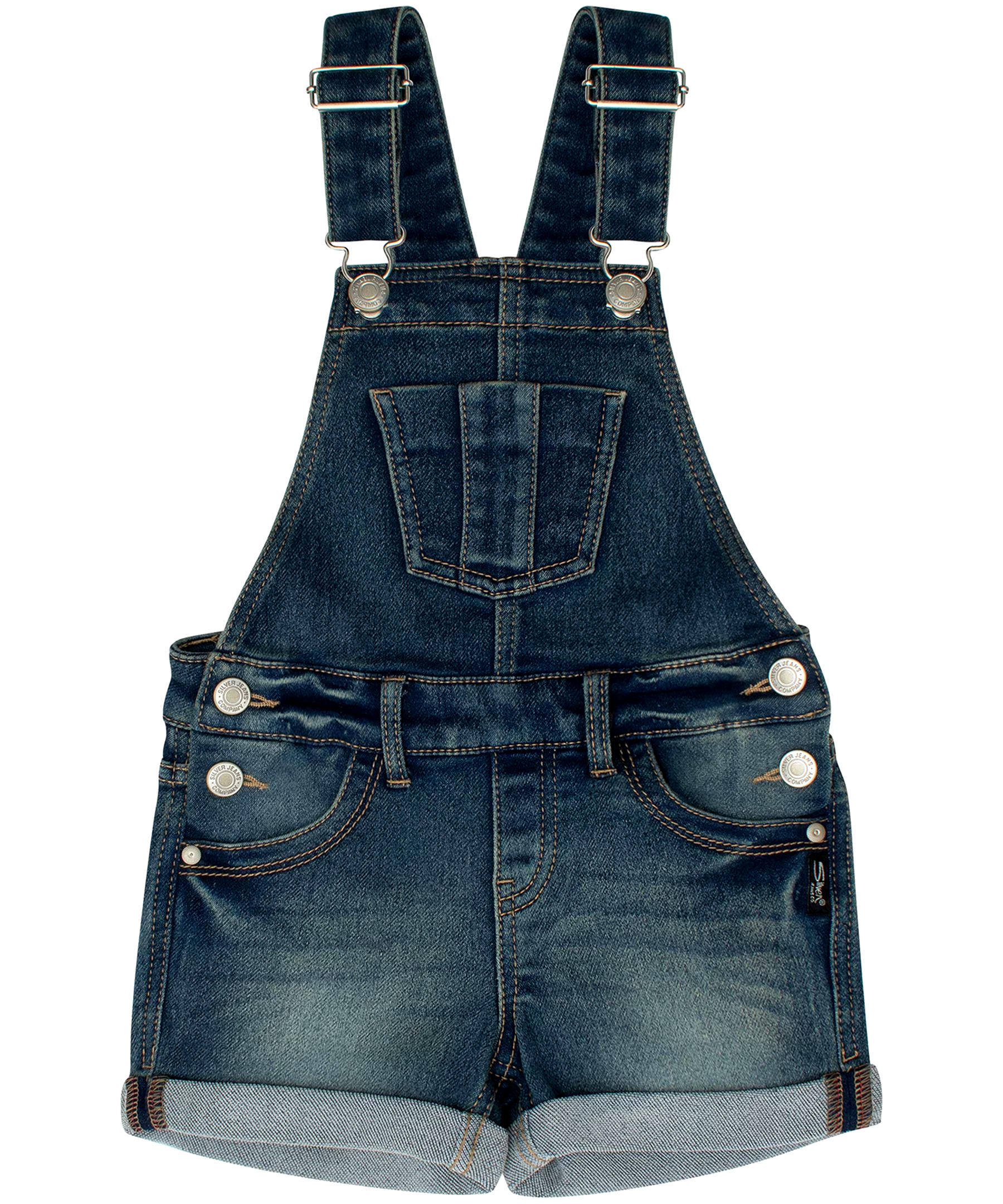 Youth Girls' Denim Overall Jean Shorts - Medium Wash