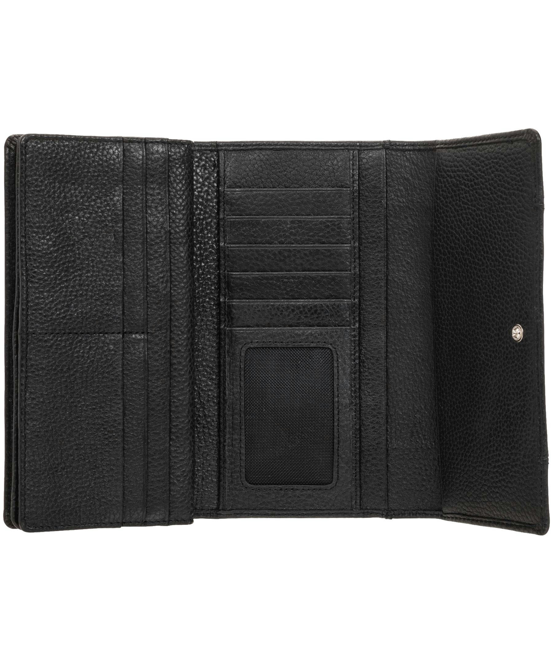 Mancini Leather Goods Women's Pebelled RFID Secure Trifold Wing Wallet