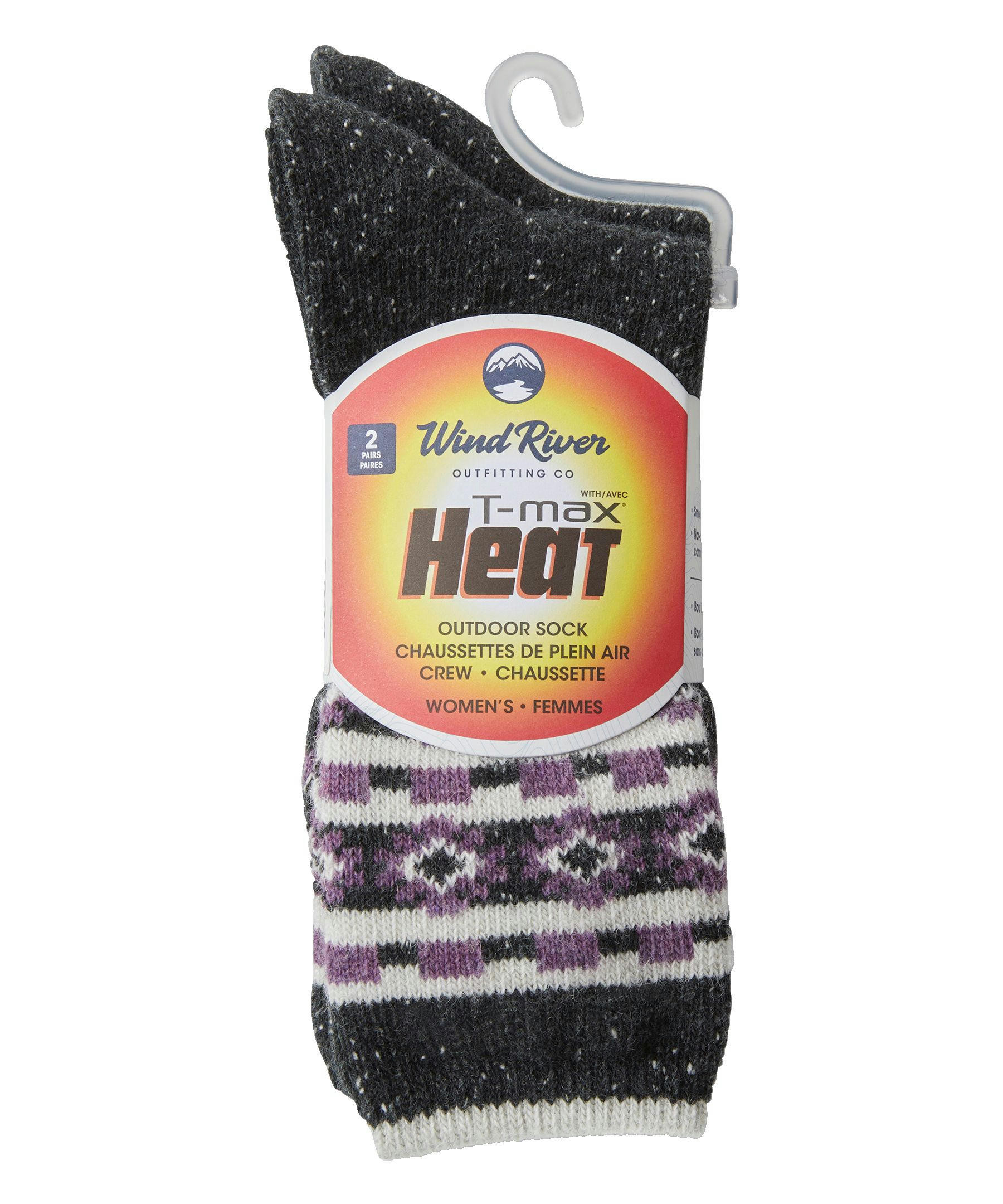 WindRiver Women's T-Max 2 Pack Tweed Print Casual Crew Socks