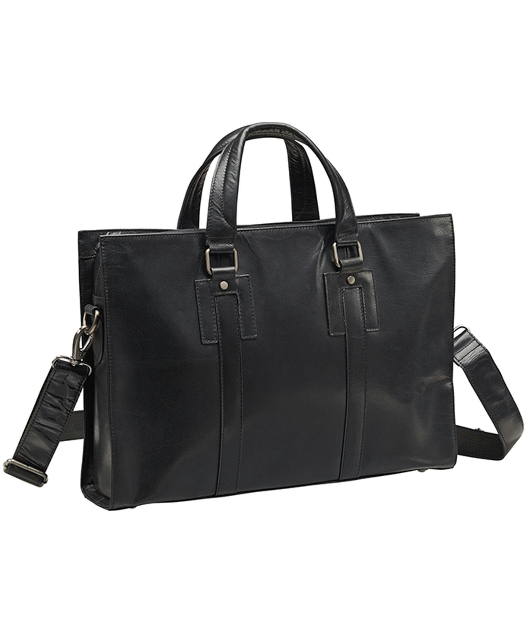 Mancini Leather Goods Unisex Buffalo Laptop Tote Bag Brown