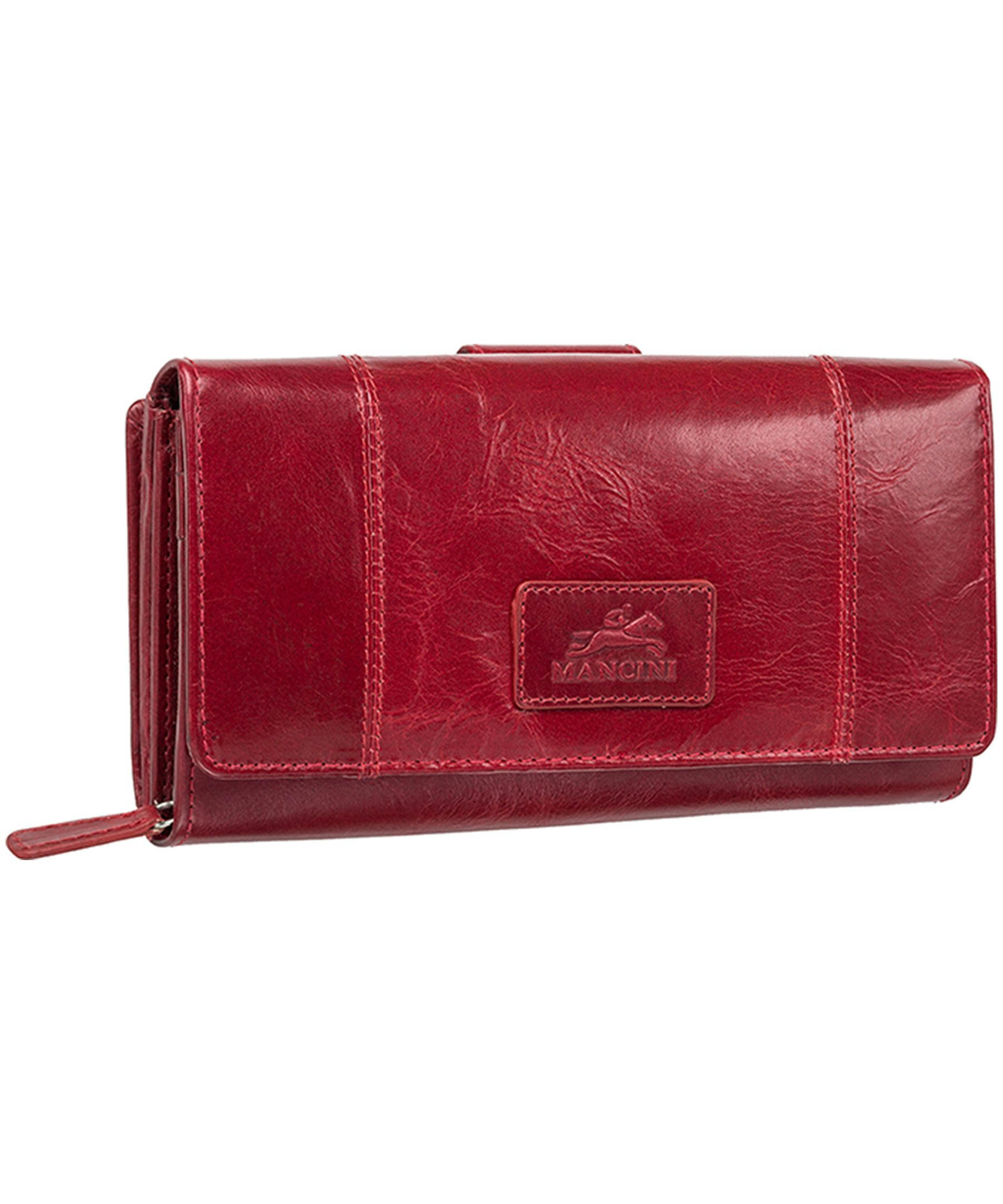 Mancini Leather Goods Women's Casablanca RFID Secure Medium Clutch Wallet Red