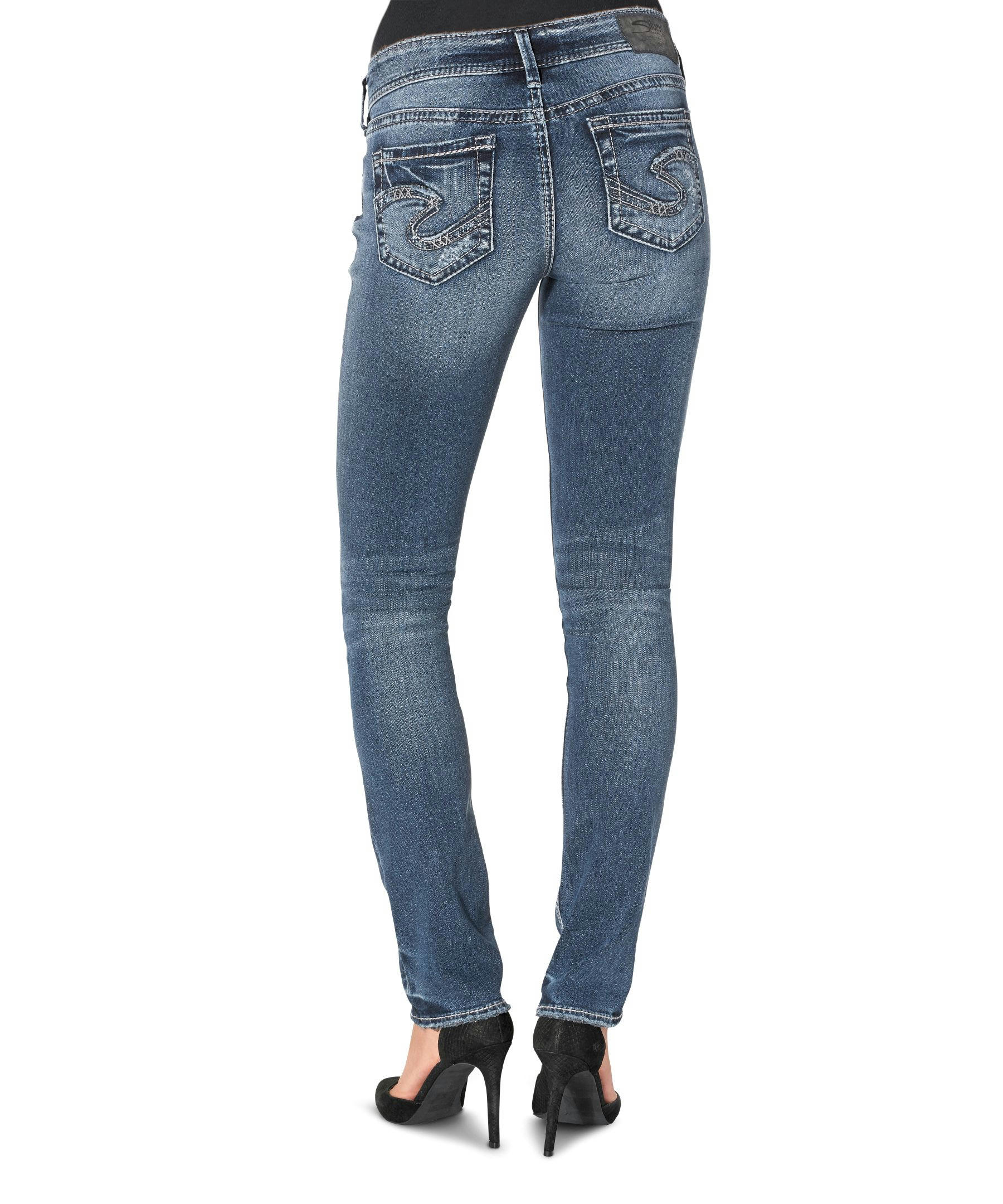 Silver Women's Elyse Mid Rise Straight Jeans - Dark Indigo