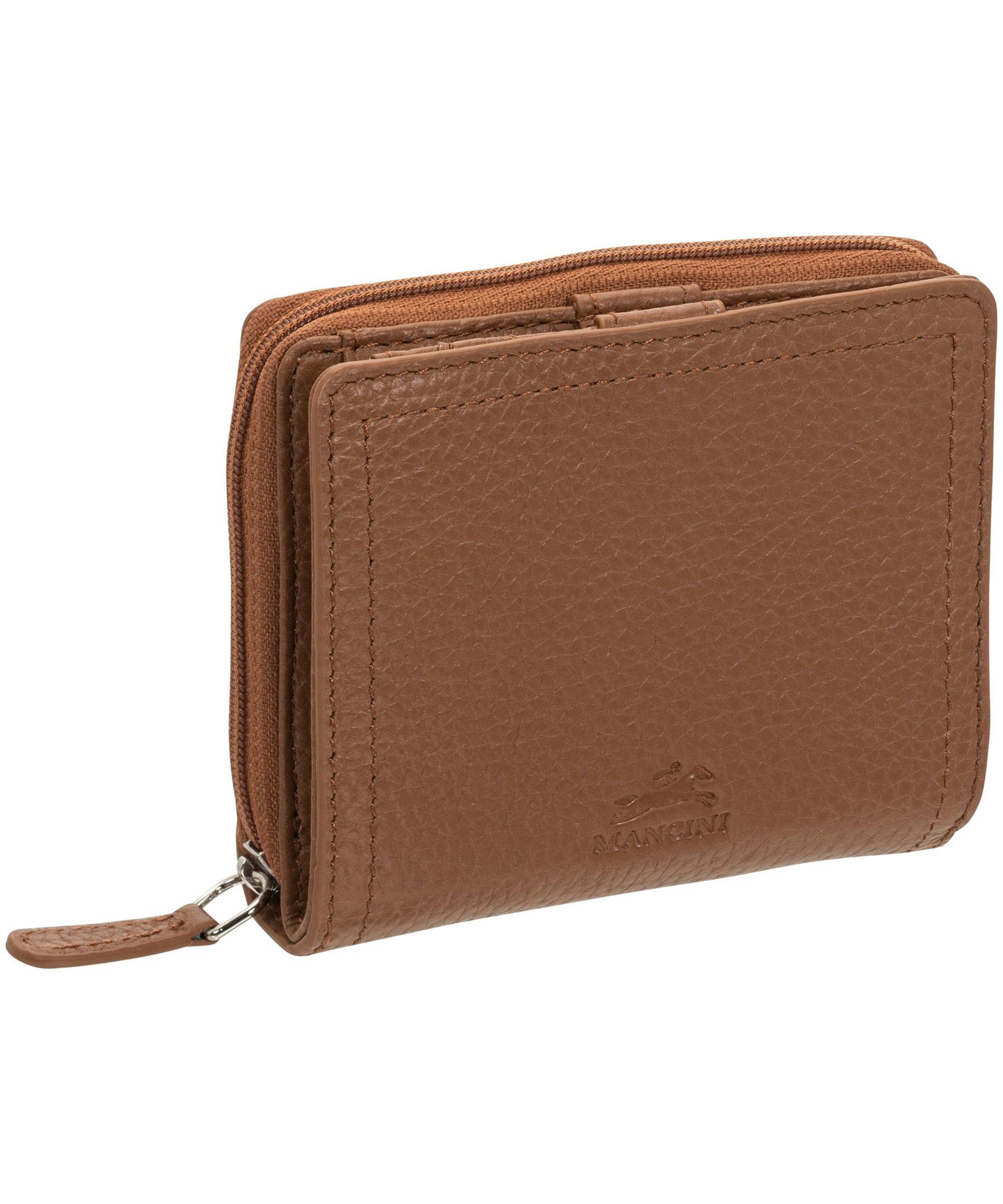 Mancini Leather Goods Women's Peblled RFID Secure Small Clutch Wallet