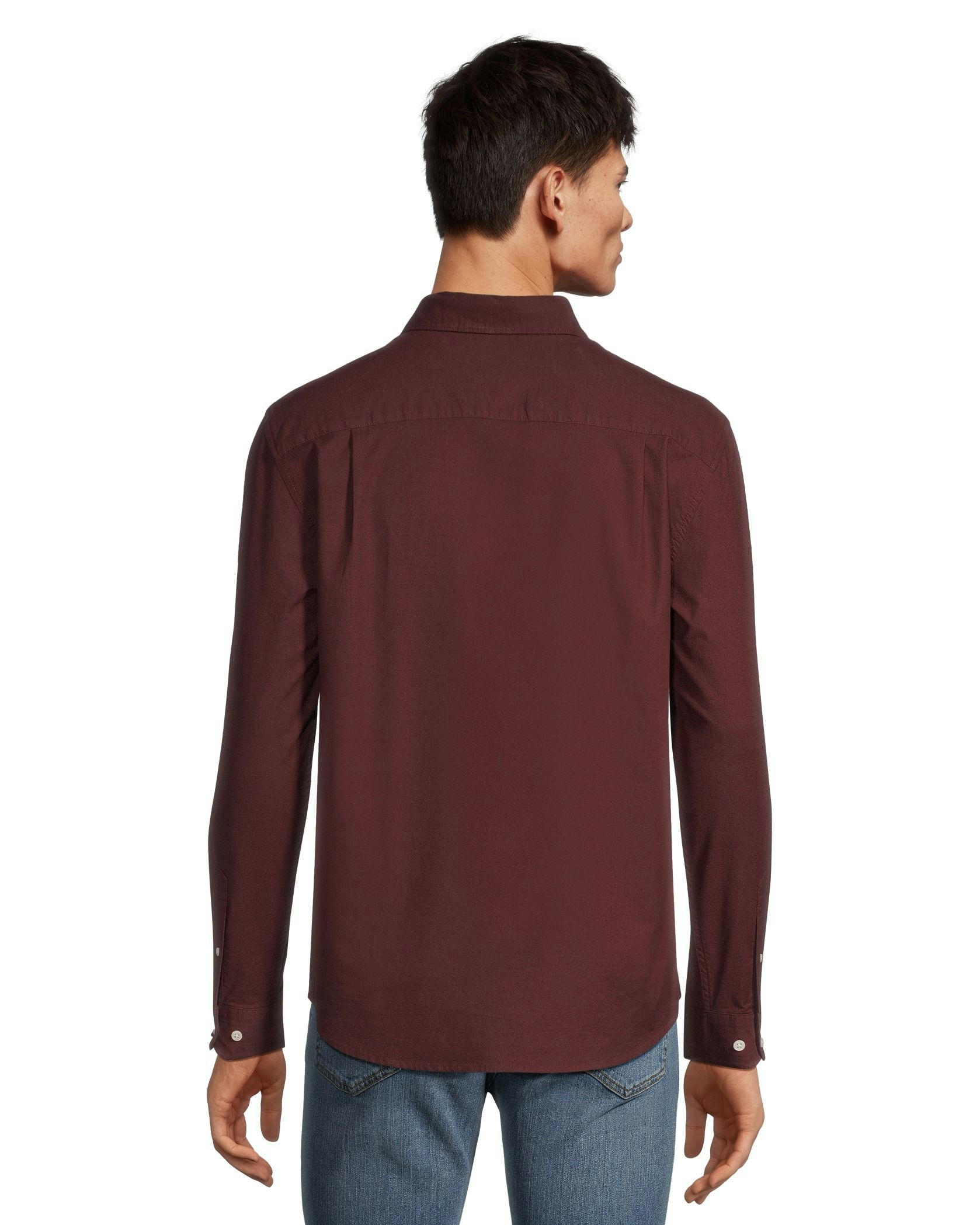 Denver Hayes Men's Stretch Oxford Modern Fit Long Sleeve Button Down Shirt