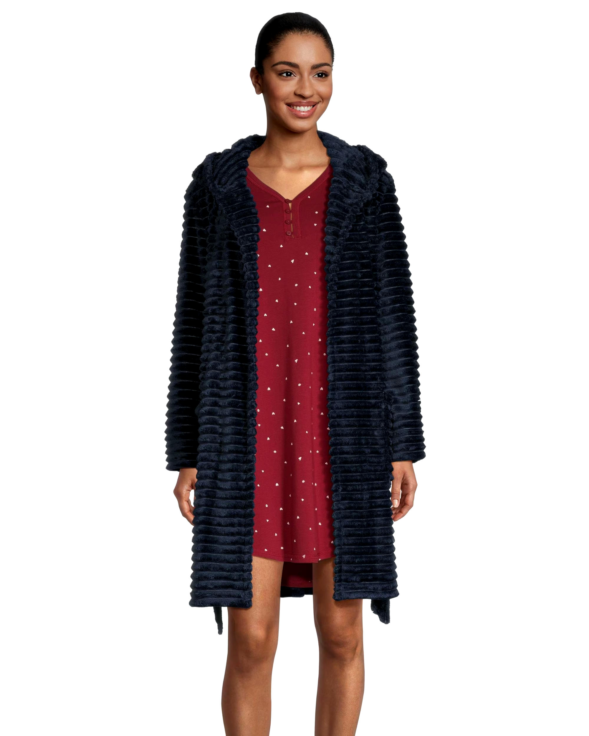 Denver Hayes Women's Short Cut Plush Velour Hooded Robe