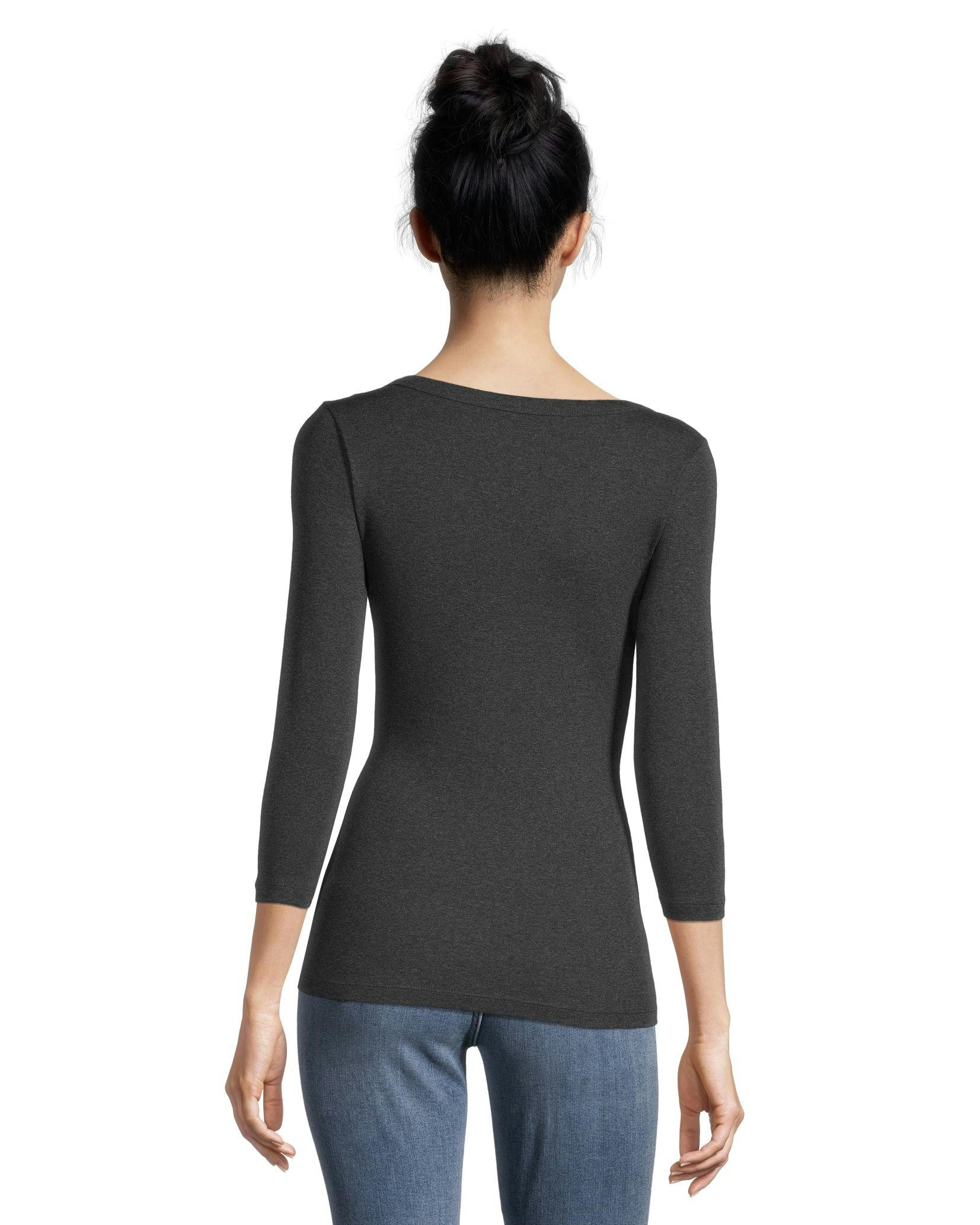Women's Three-Quarter Sleeve Fitted Henley T Shirt