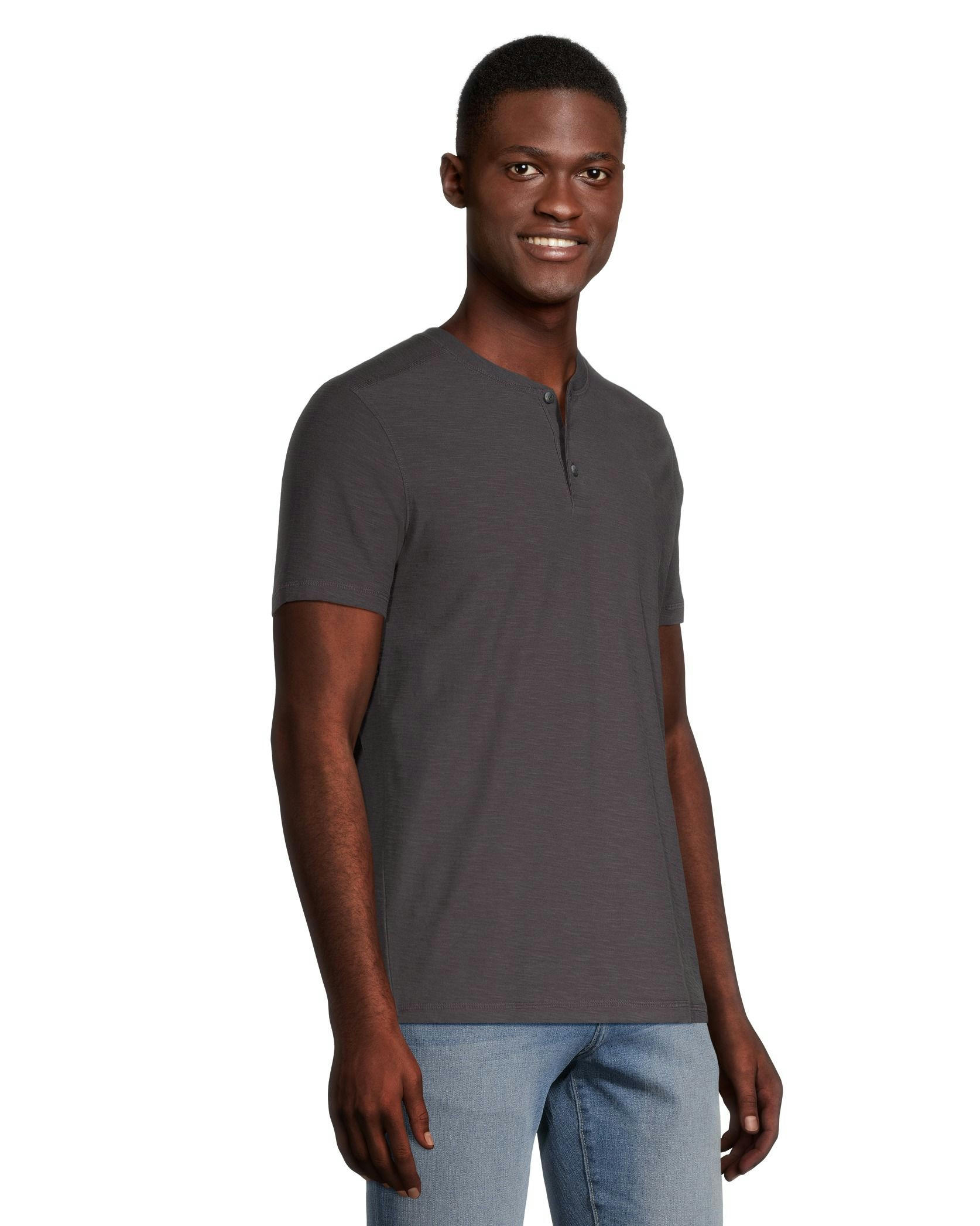 Denver Hayes Men's Garment Wash Slub Henley Shirt