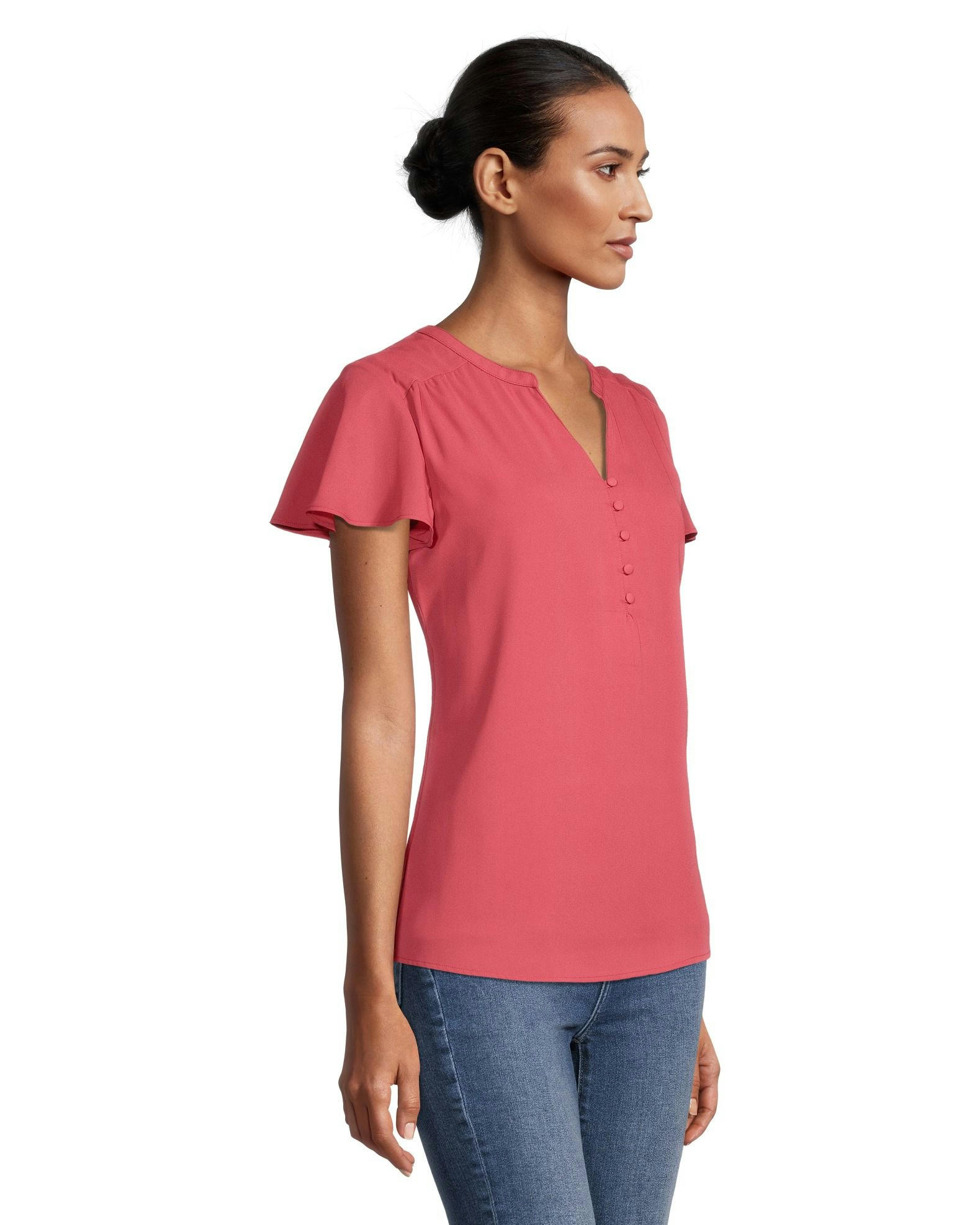 Women's Flutter Sleeve Round Neck Knit Blouse