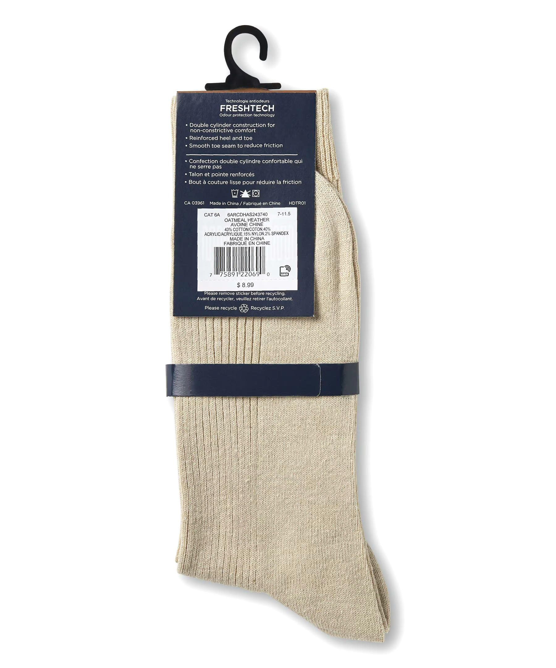 Denver Hayes Men's FRESHTECH® Casual Rib Crew Socks