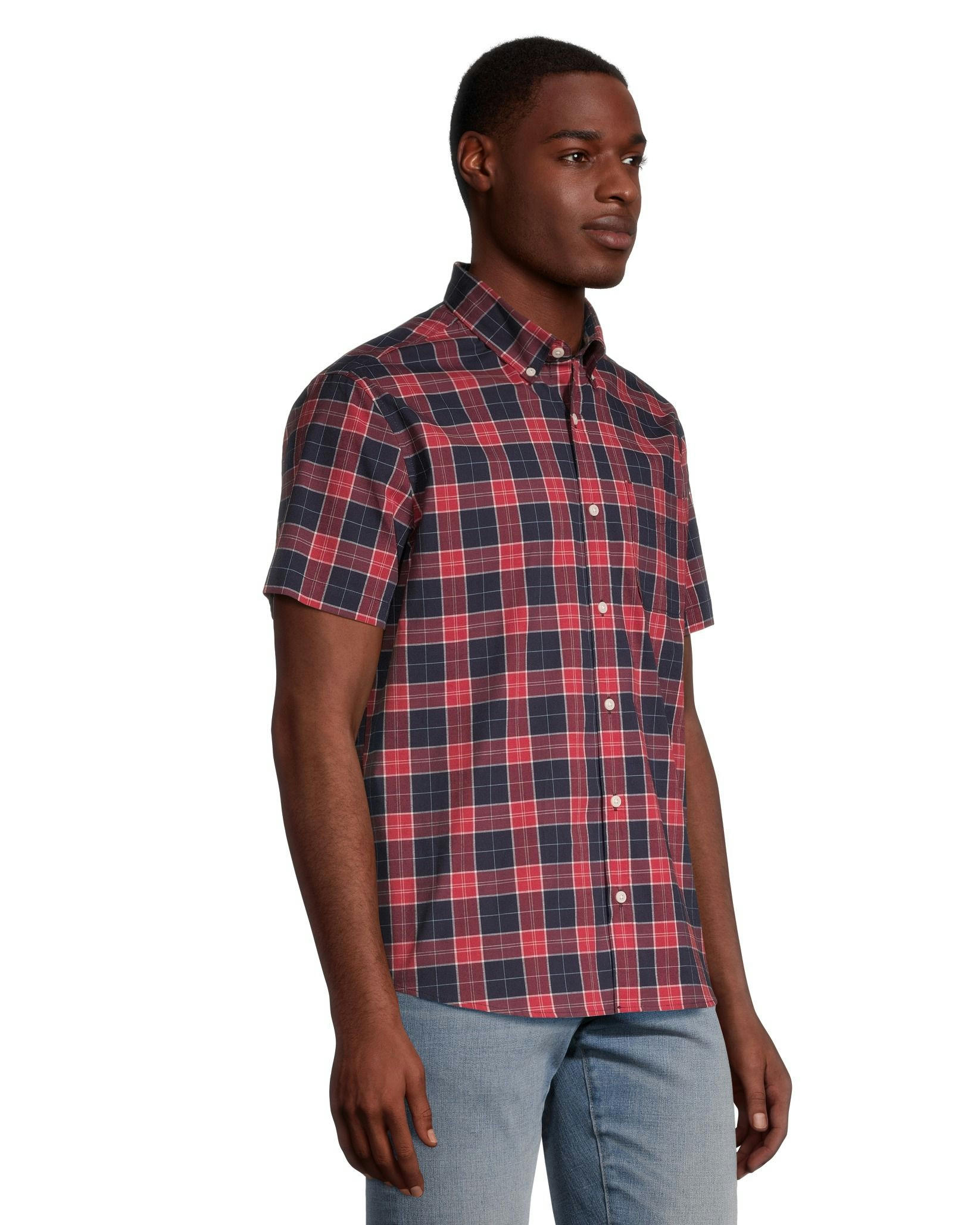 Denver Hayes Men's Plaid Sport Casual Modern Fit Shirt