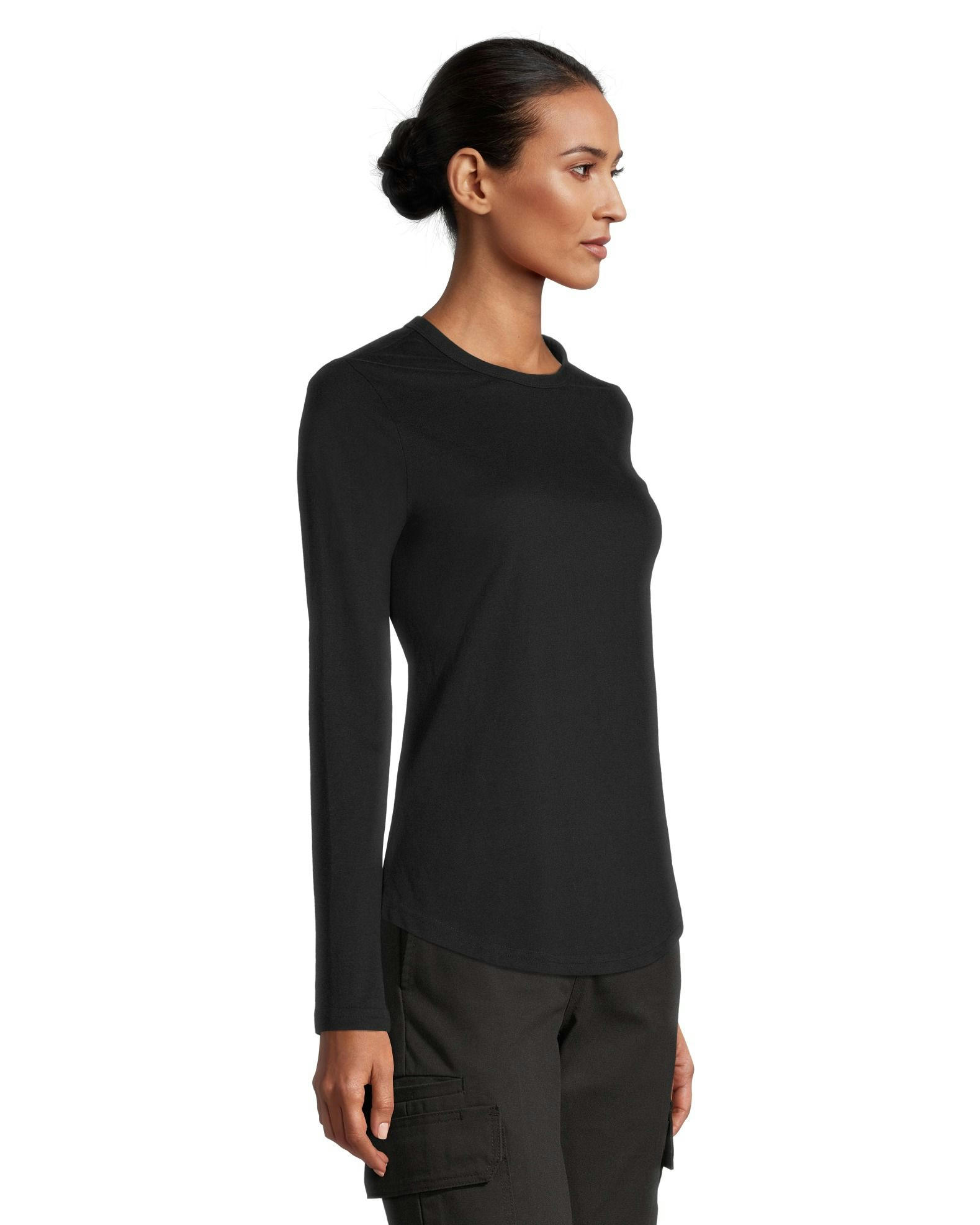 Women's Long Sleeve Logo Crewneck Soft Cotton Work T Shirt