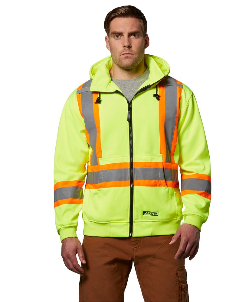 Dakota WorkPro Series Men's Hi-Visibility Lined Full Zip Hoodie Sweatshirt