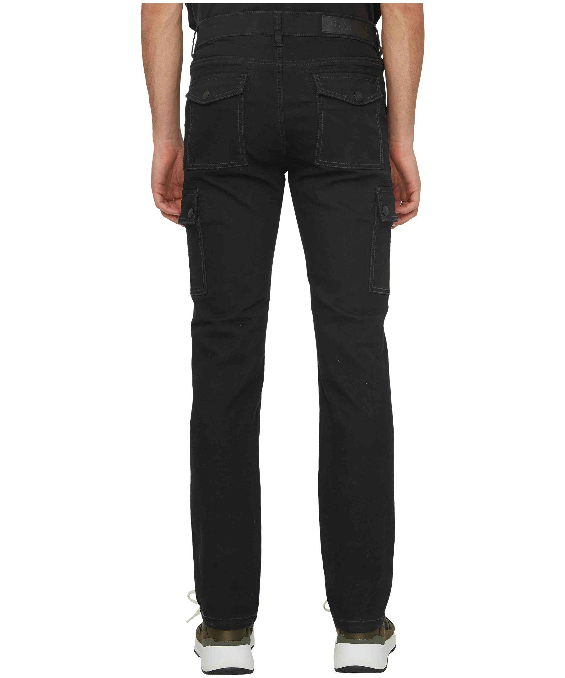Lois Men's Jeff Cargo Pocket Low-Mid Rise Stretch Jeans - Black