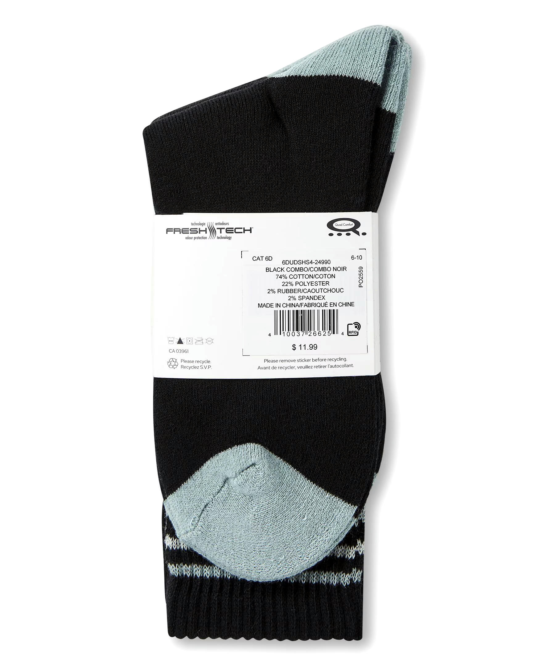 Shambhala Women's Quad Comfort FRESHTECH® Sport Crew Socks, 3 Pack