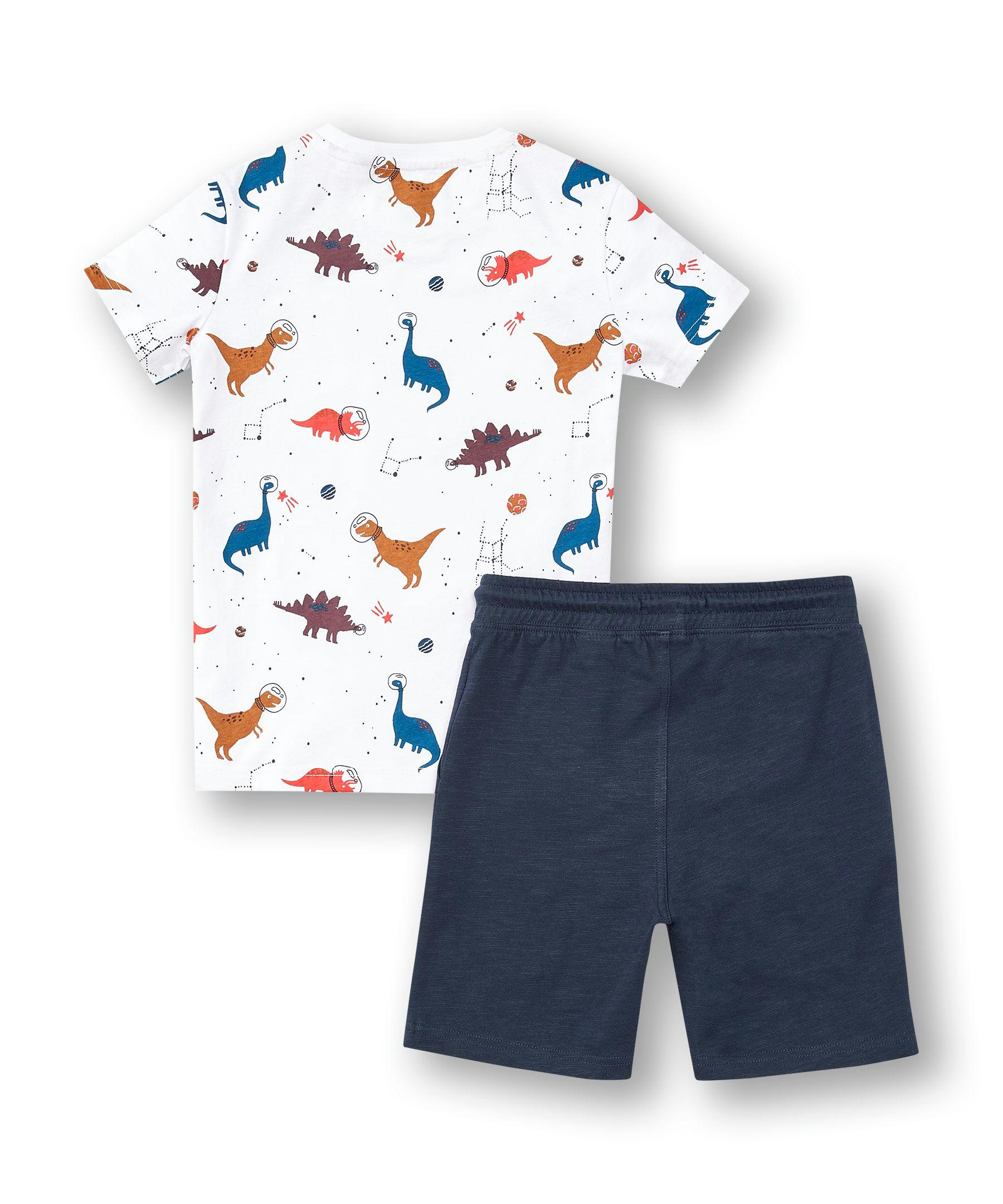 Silver Kids' Unisex Short Sleeve Crew T-Shirt With Pull On Shorts Set