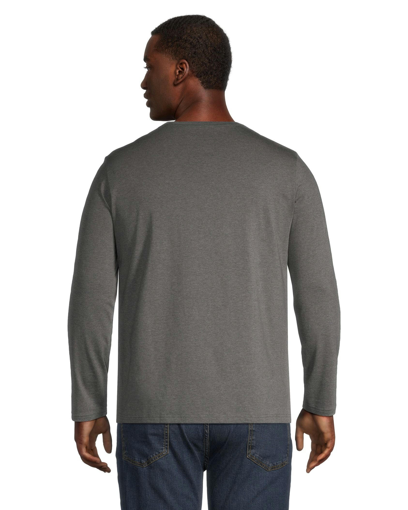 Denver Hayes Men's Stretch Long Sleeve Modern Fit Crewneck T Shirt