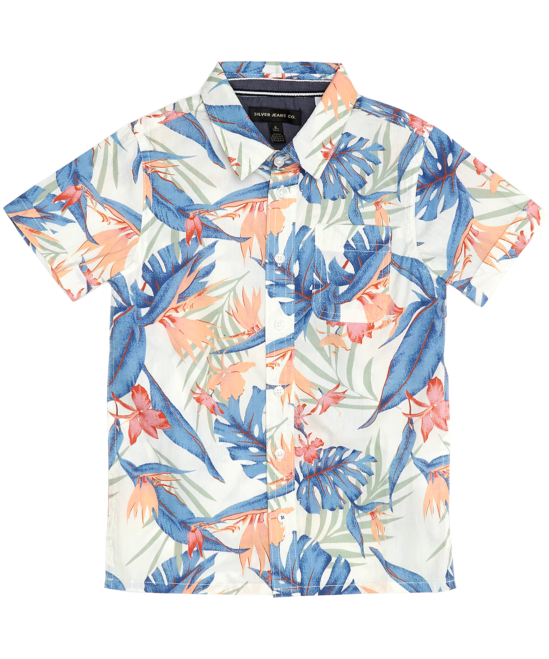 Youth Boy's Tropical Print Short Sleeve Shirt with Pocket