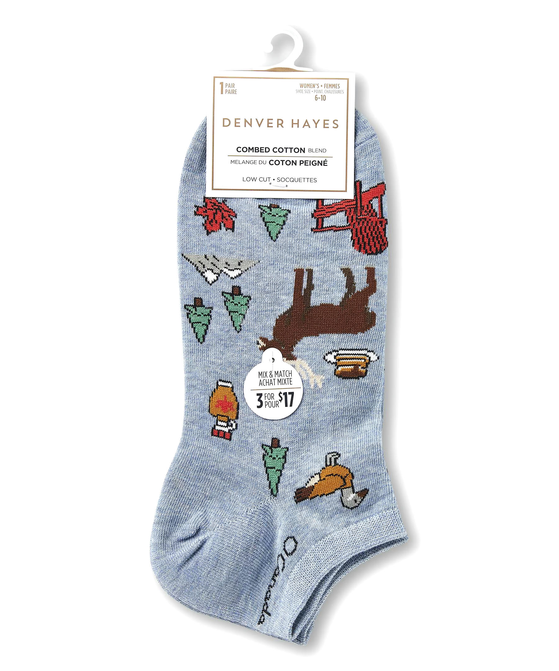 Denver Hayes Women's Patterned Low Cut Socks
