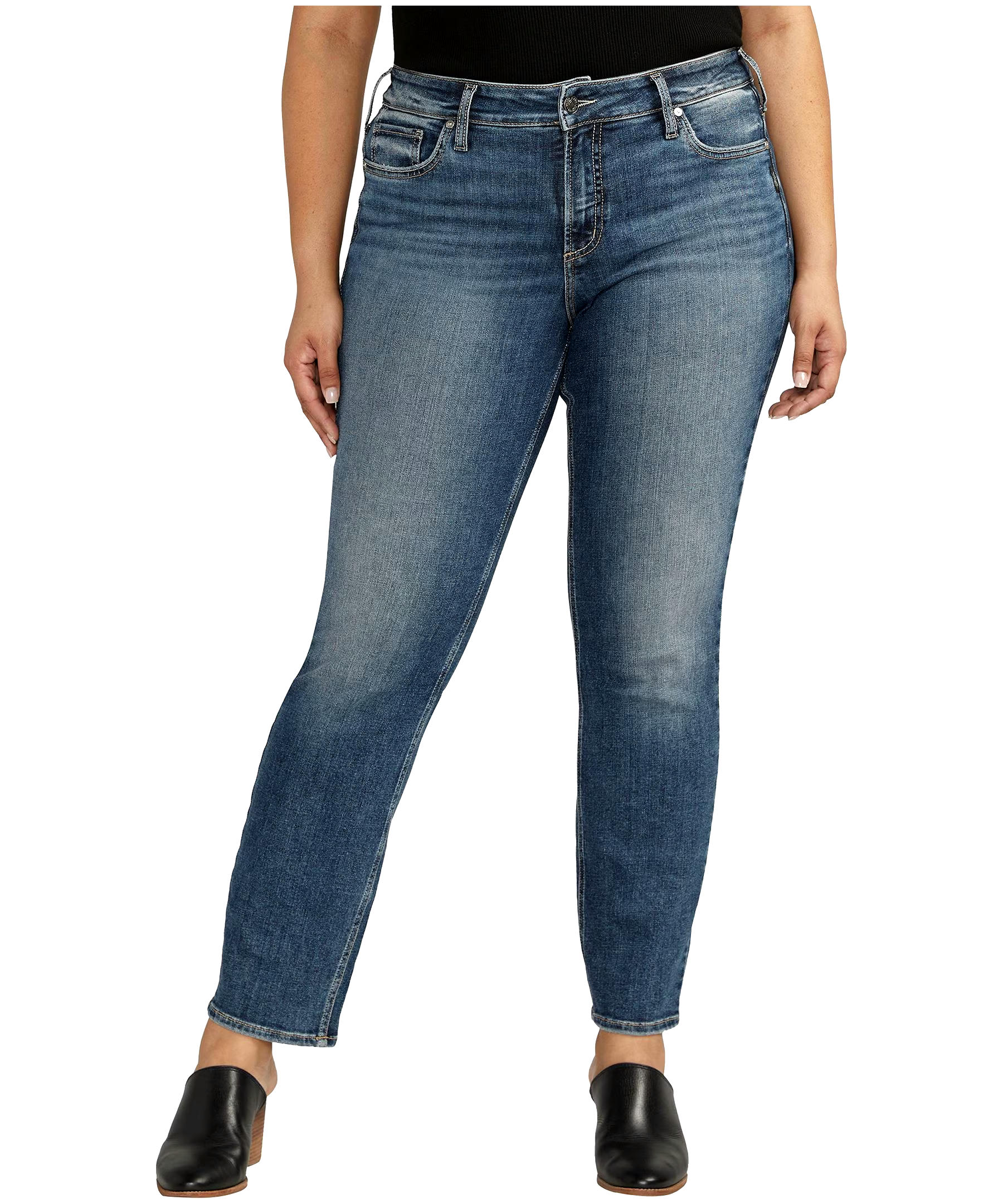 Silver Women's Suki Mid Rise Curvy Fit Straight Leg Jeans