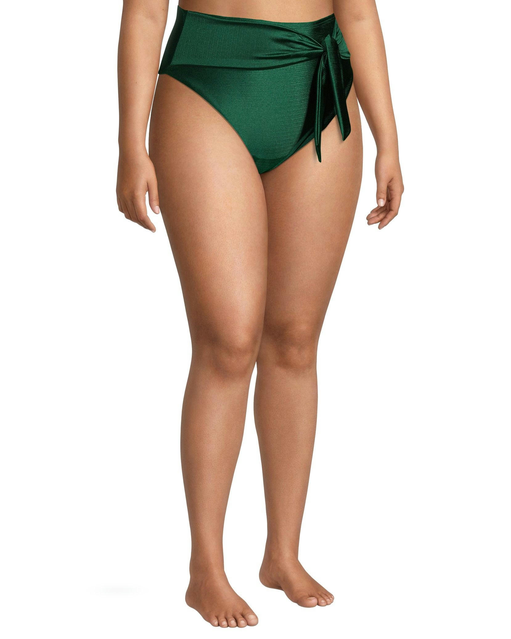 Women's High Waisted Tummy Slimmer Bikini Swim Bottom with Tie