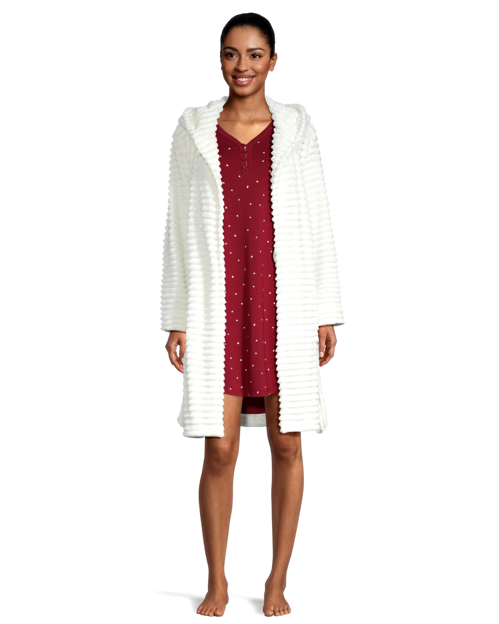 Denver Hayes Women's Short Cut Plush Velour Hooded Robe