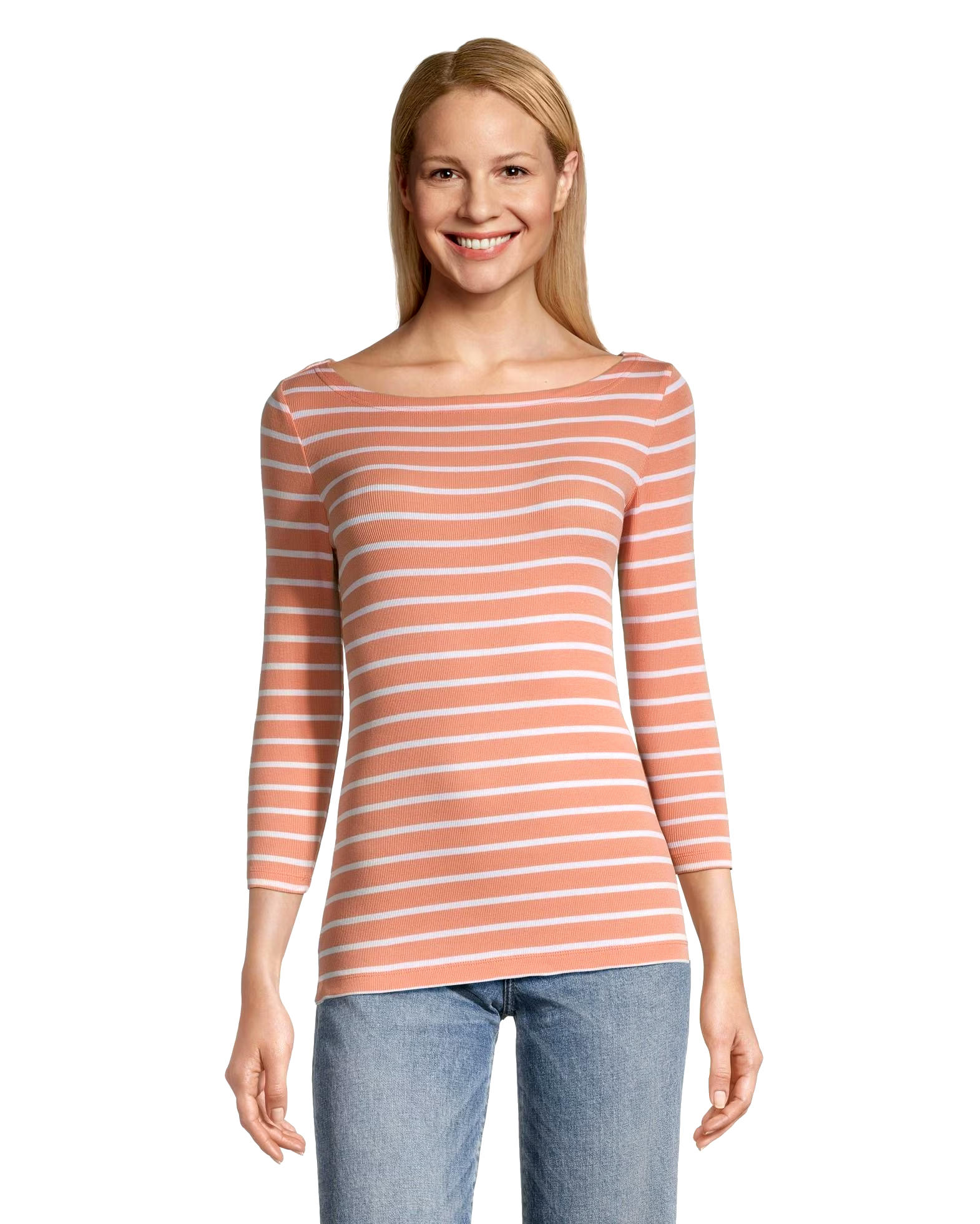 Denver Hayes Women's Fitted Three Quarter Sleeve Boatneck Shirt