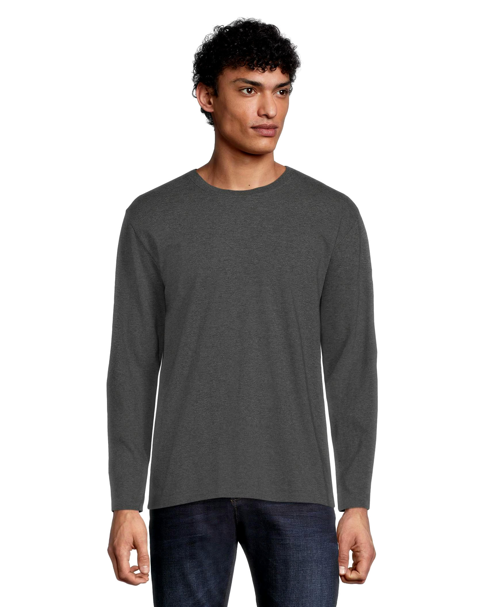 Denver Hayes Men's 50 Wash Long Sleeve Classic Fit Crew Neck T-Shirt